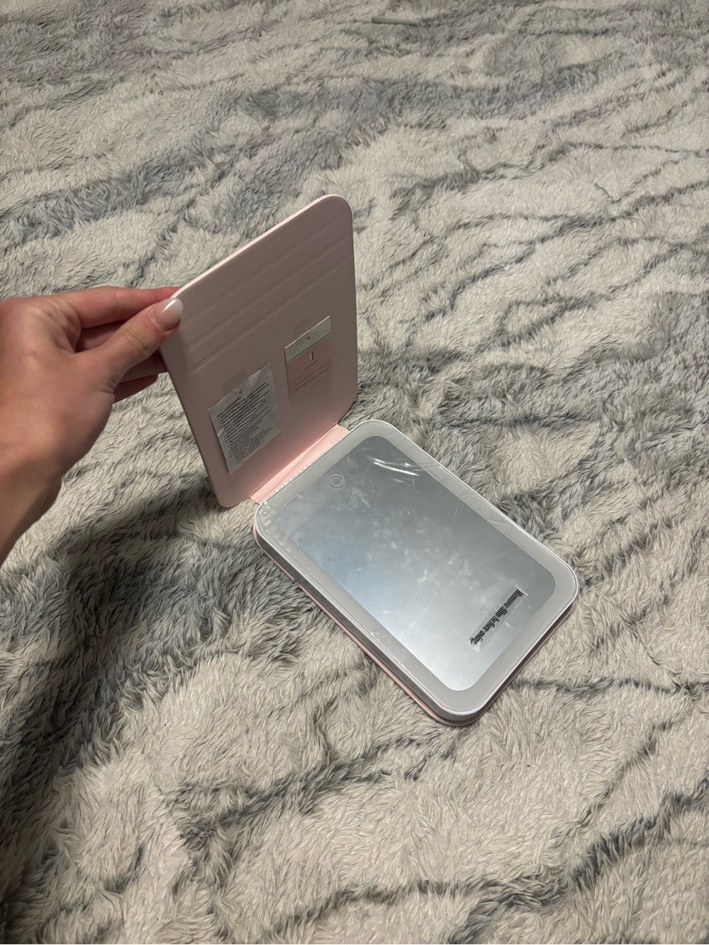 Portable Pink LED Makeup Mirror